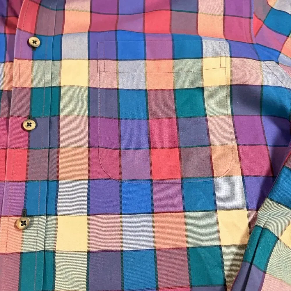 Paul Fredrick Mens jewel toned check long sleeve shirt. Size LT. career, office - Picture 3 of 4